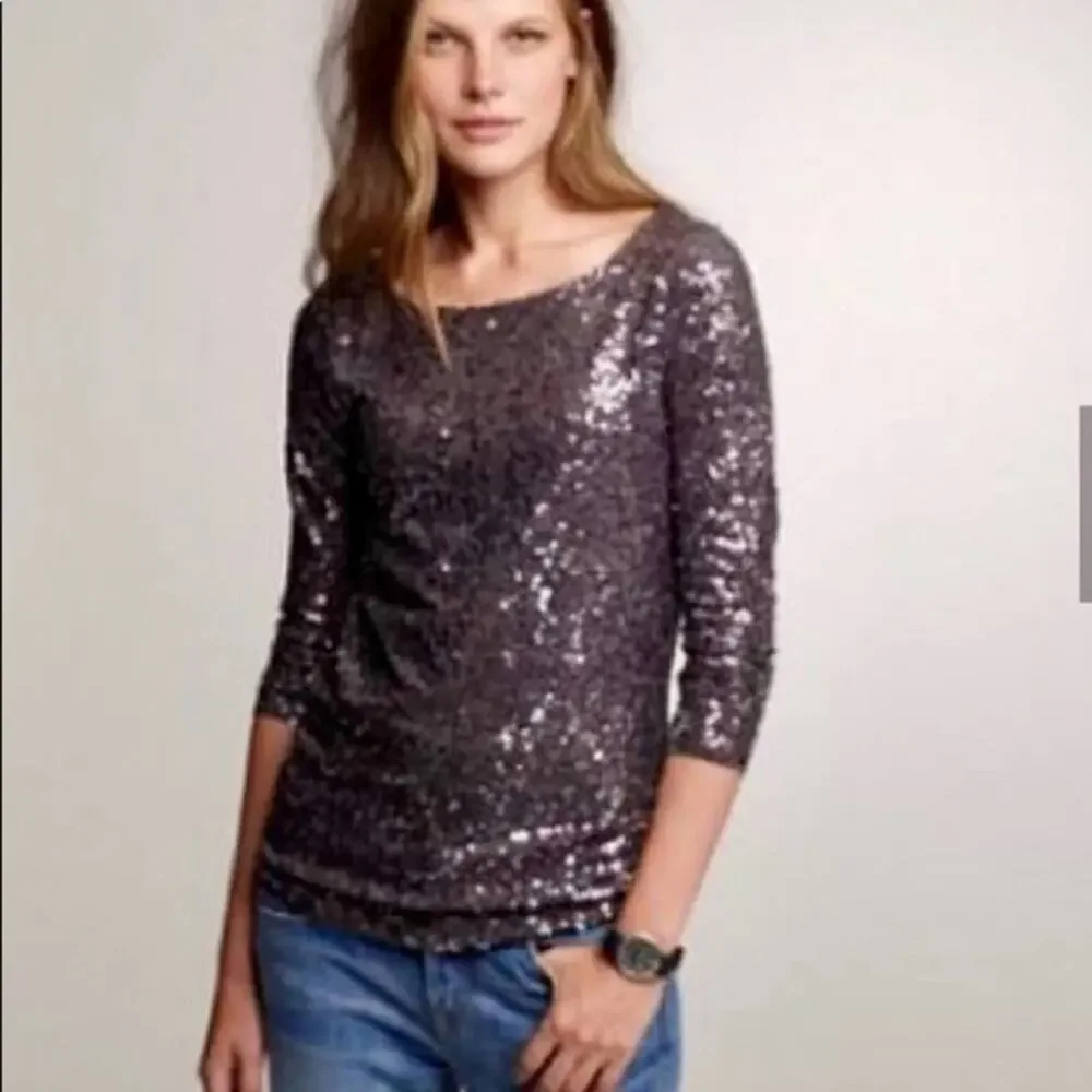 J. Crew‎ black sequined shirt size small